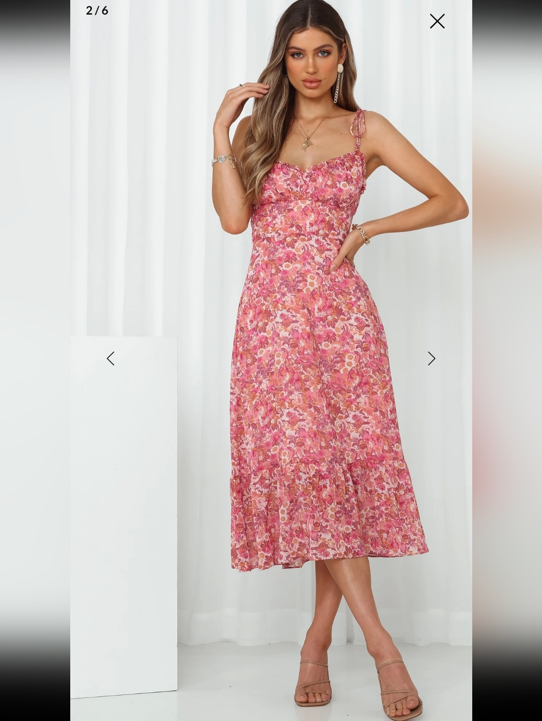 Hello Molly Womens Kaitlyn Midi Dress Coquette Milkmaid Fairy Cottagecore Size 8